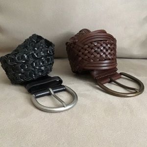 TWO braided, leather belts. One black, one brown!